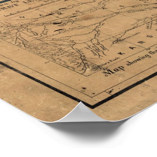 1865 Kaart van Montana Poster (Hoek)