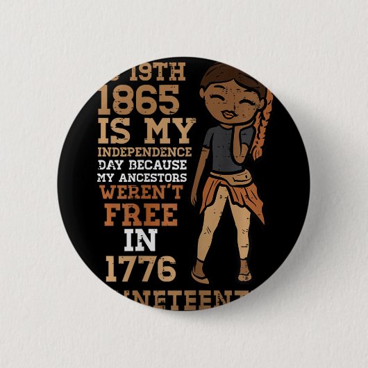 1865 Mijn Onafhankelijkheidsdag Juneteenth Zwarte Ronde Button 5,7 Cm (Voorkant)