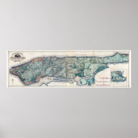 1865.Topografische kaart van de stad New York