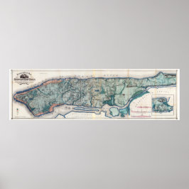 1865.Topografische kaart van de stad New York Poster