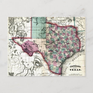 1866 Antiquarian Map of Texas door Schönberg & Co. Briefkaart