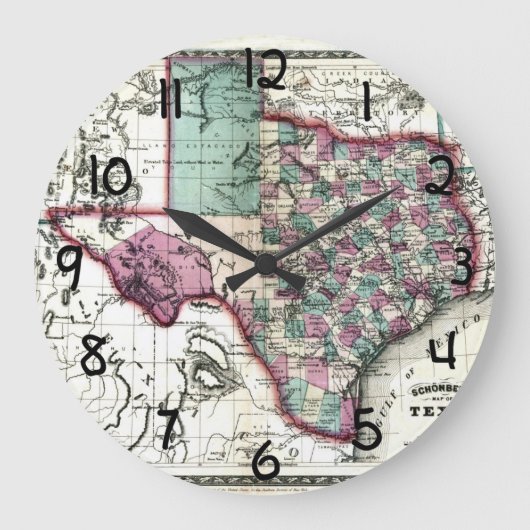 1866 Antiquarian Map of Texas door Schönberg & Co. Grote Klok (Voorkant)