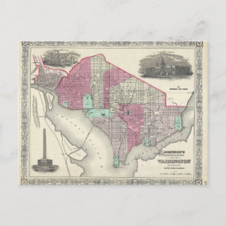 1866 Kaart Johnson van Washington D.C.