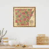 1866 Kaart van Arkansas Poster (Keuken)