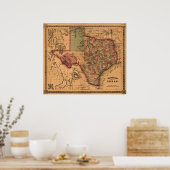 1866 Map of Texas Poster (Keuken)