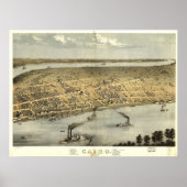 1867 Caïro, IL Vogelmoes Eye Uitzicht Panorama Poster (Voorkant)