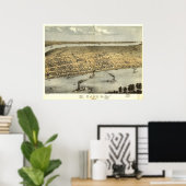 1867 Caïro, IL Vogelmoes Eye Uitzicht Panorama Poster (Thuiskantoor)