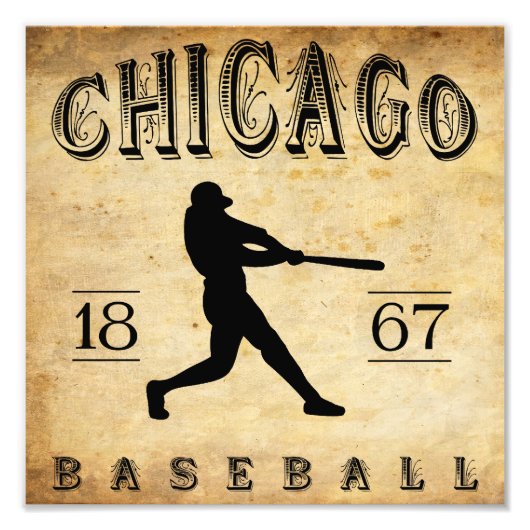 1867 Chicago Illinois Baseball Foto Afdruk (Voorkant)