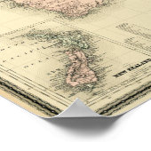 1867  kaart Australië en Oost-Indies Poster (Hoek)