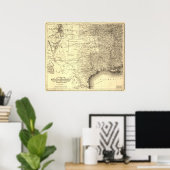 1867 Kaart van Houston & Texas Central Railroad Poster (Thuiskantoor)