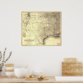 1867 Kaart van Houston & Texas Central Railroad Poster (Keuken)