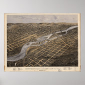 1867 Minneapolis & St. Paul, MN Panorama Map Poster (Voorkant)