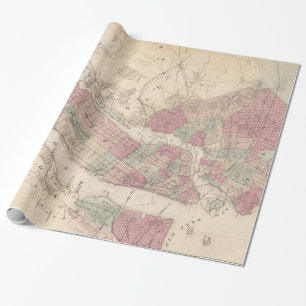 1868 Map of New York and Brooklyn Cadeaupapier