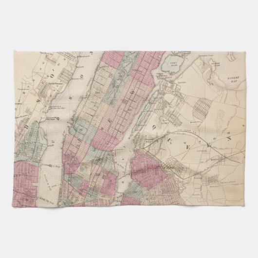 1868 Map of New York and Brooklyn Theedoek (Horizontaal)