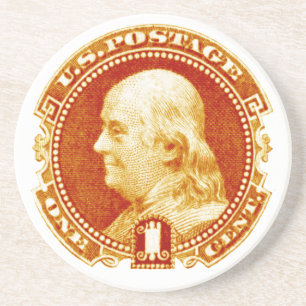 1869 Benjamin Franklin Stamp Zandsteen Onderzetter
