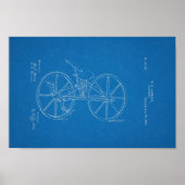 1869  fiets Velocipede-patentblauw afdrukken Poster (Voorkant)