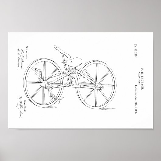 1869  fietsvelocipede-patentkunst poster (Voorkant)