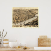 1869 Kansas City, MO Birds Eye Uitzicht Panoramic  Poster (Keuken)