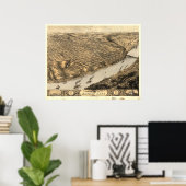 1869 Kansas City, MO Birds Eye Uitzicht Panoramic  Poster (Thuiskantoor)