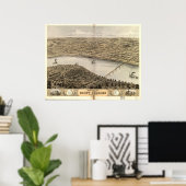 1869 Saint Charles MO Birds Eye Uitzicht Panoramic Poster (Thuiskantoor)