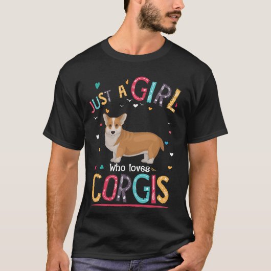 186 Gewoon een meisje dat van Corgi houdt T-shirt (Voorkant)