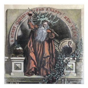 1870 Een vrolijke kerstman met kleur Foto Afdruk