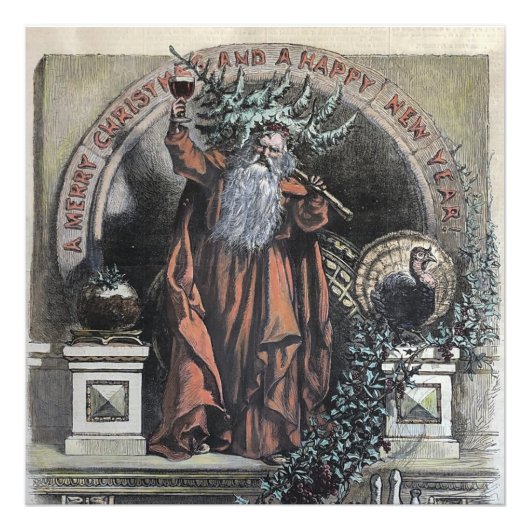 1870 Een vrolijke kerstman met kleur Foto Afdruk (Voorkant)