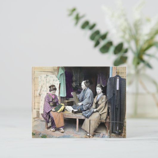 1870 Fabric Dealer van Japan Briefkaart (Staand voorkant)