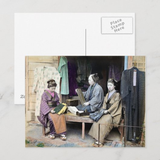 1870 Fabric Dealer van Japan Briefkaart (Voorkant / Achterkant)