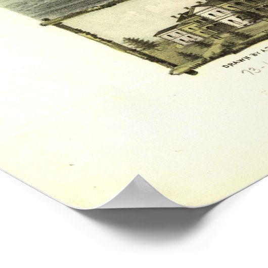 1870 Stillwater, MN Birds Eye Uitzicht Panorama Poster (Hoek)