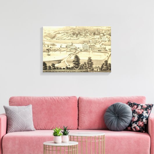 1871 Birds Eye Uitzicht Carpentersville Illinois Canvas Afdruk (Insitu (Woonkamer))