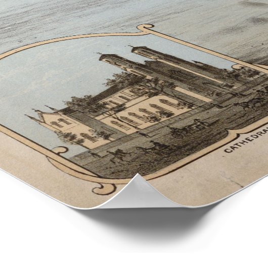 1871 Galveston, TX Birds Eye Uitzicht Panorama Poster (Hoek)