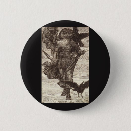 1871 Odin, Noordse God van Wisdom Ronde Button 5,7 Cm (Voorkant)