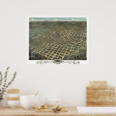 1871 Panorama Map Birds Eye Uitzicht of Atlanta, G Poster (Keuken)