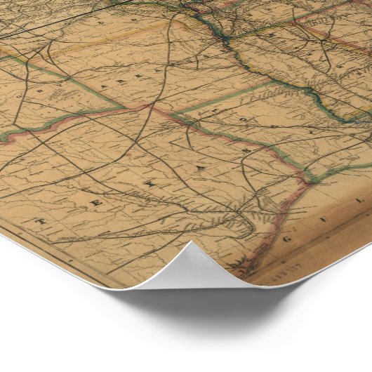 1871 Railways and Distance Map of U.S. & Canada Poster (Hoek)