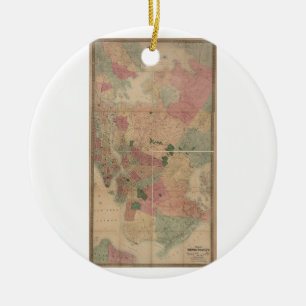  1872 Brooklyn Map - New York City, Queens Keramisch Ornament