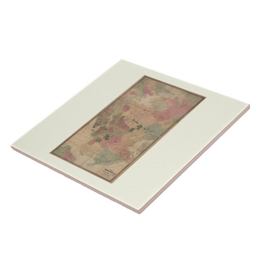 1872 Brooklyn Map - New York City, Queens Tegeltje (Zijkant)