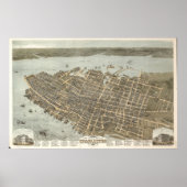 1872 Charleston, SC Birds Eye Uitzicht Panoramic M Poster (Voorkant)