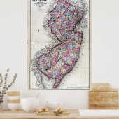 1872 Kaart van New Jersey Poster (Keuken)