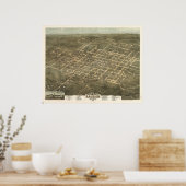 1872 Raleigh, NC Birds Eye Uitzicht Panorama Poster (Keuken)