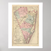 1872 REPRO Map Ocean County NJ Poster (Voorkant)