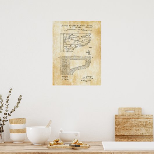 1872 Steinway Piano Forte Patent Poster (Keuken)