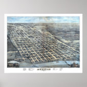 1873 Austin, TX Bird's Eye Uitzicht Panorama Poster (Voorkant)