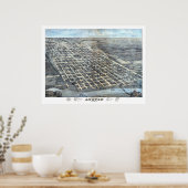 1873 Austin, TX Bird's Eye Uitzicht Panorama Poster (Keuken)
