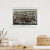 1873 Boston, MA Panoramic Birds Eye Uitzicht Poster (Keuken)