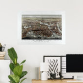 1873 Boston, MA Panoramic Birds Eye Uitzicht Poster (Thuiskantoor)