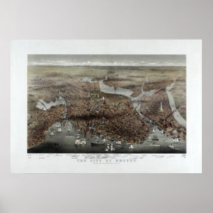 1873 City of Boston, MA Panoramic Birds Eye Uitzic Poster