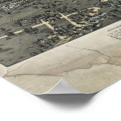 1873 Houston, TX Birds Eye Uitzicht Panorama Poster (Hoek)