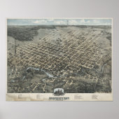 1873 Houston, TX Birds Eye Uitzicht Panorama Poster (Voorkant)