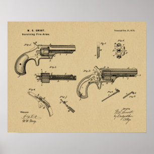 1873 Pistool Revolver Patent Art Drawing Print